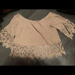 Beige blouse lace